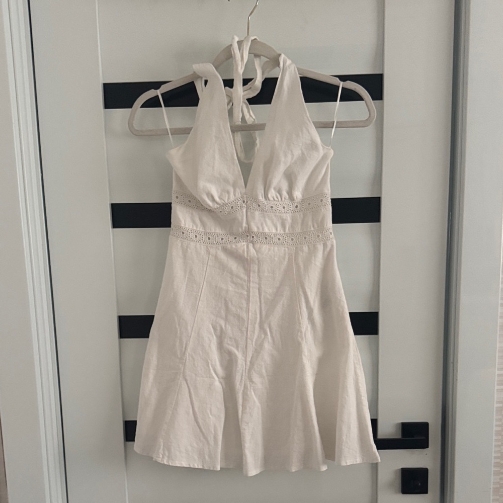 Elegant White Halter Dress